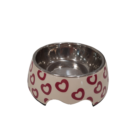 Non-skid Dog Bowl Printed - Heart Design  350ml