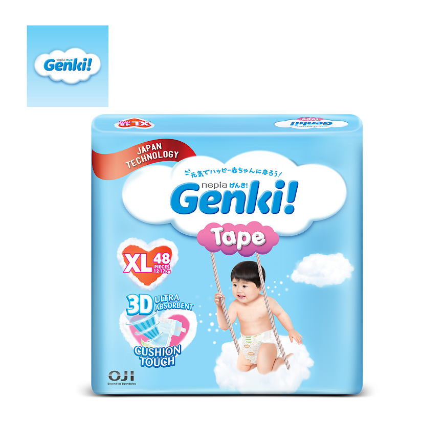 Genki 48 Pcs Tape Diaper - Extra Large