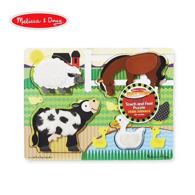 Melissa & Doug Fresh Start Wooden Touch and Feel Puzzle - Farm Animals
