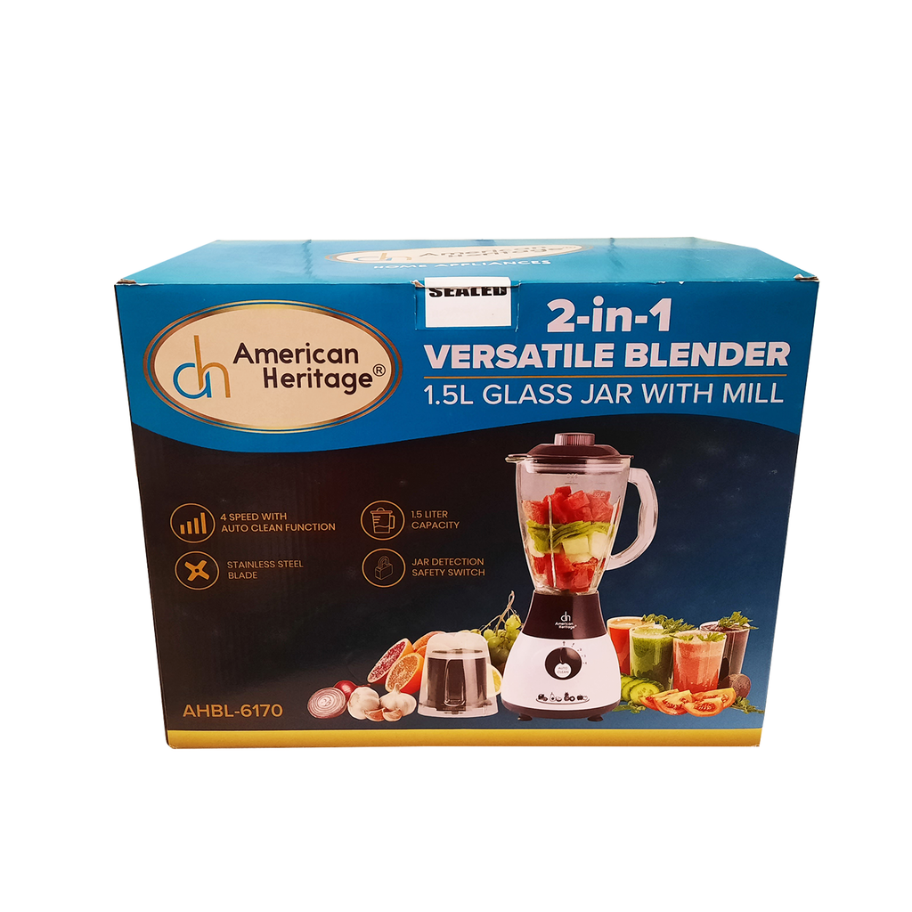 American Heritage 2in1 Versatile Blender 1.5L Glass Jar with Mill