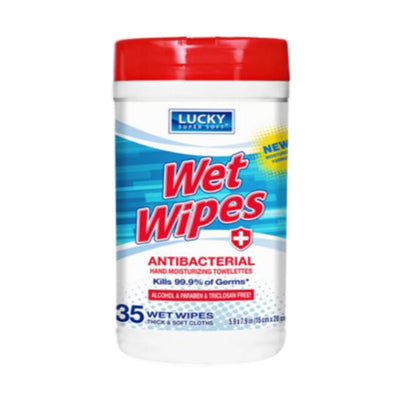 Lucky Super Soft Wet Wipes Antibacterial Hand Moisturizing Towelettes 35's (15x20cm)