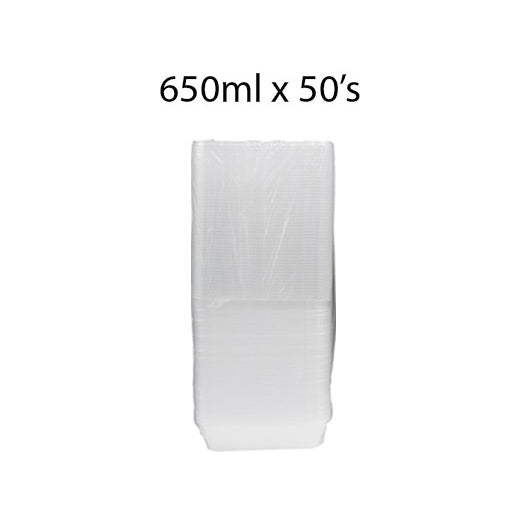 Plastic Clear Container Rectangle 650ml 50's