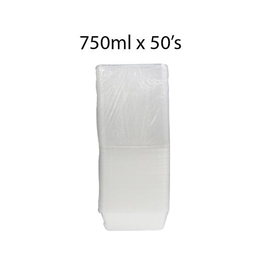 Plastic Clear Container Rectangle 750ml 50's