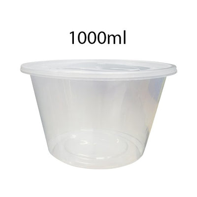 Plastic Clear Container 1000ml Round 10's