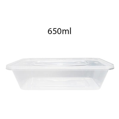 Plastic Clear Container Rectangle 650ml 10's