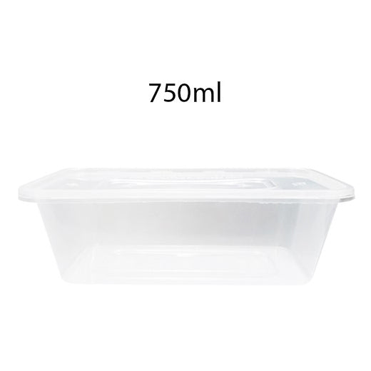 Plastic Clear Container Rectangle 750ml 10's