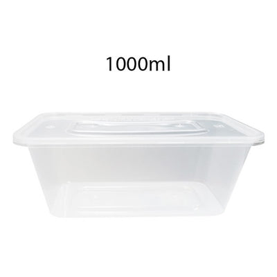 Plastic Clear Container Rectangle 1000ml 10's