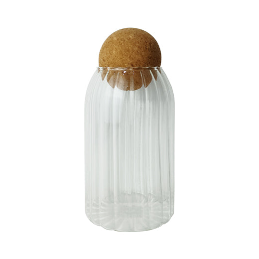 Glass Container Groove with Ball Cover 750ml