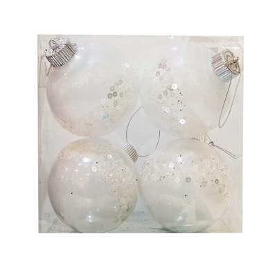 4 Pcs Christmas Balls with Sequins 10cm