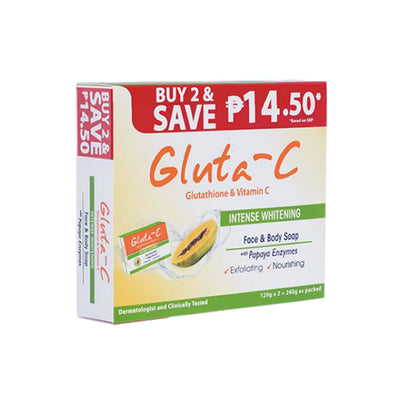 Gluta-C Intense Whitening Soap with Papaya Exfoliants Duo Pack 120gx2