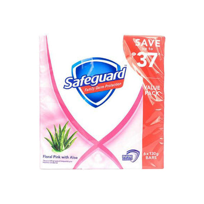 Safeguard Bar Soap Floral Pink With Aloe Value Pack 135gx6