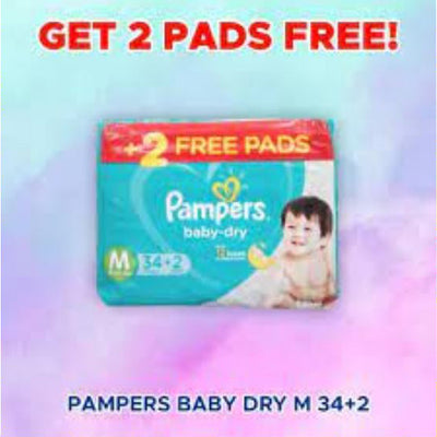 Pampers Baby Dry Diaper Medium (32+2)s