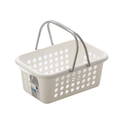 Plastic Storage Basket with Handle - White