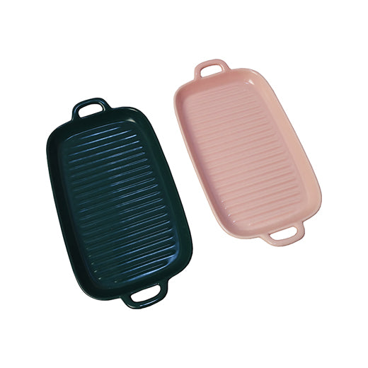Colored Ceramic Serving Dish Rectangle with Handle 9.5 inches