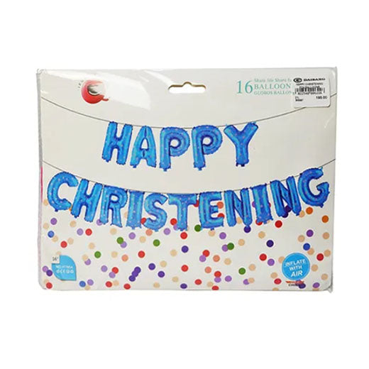 Happy Christening Foil Balloons - Blue