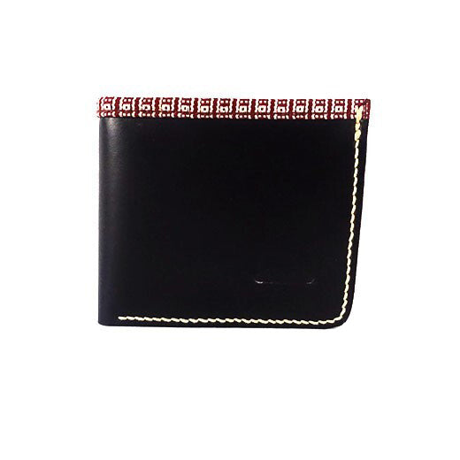Obrano Leather Wallet - Black Red