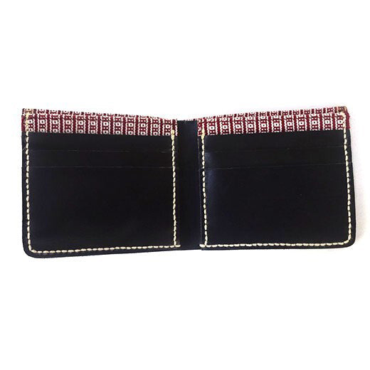 Obrano Leather Wallet - Black Red
