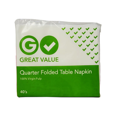 Great Value Quarter Folded Table Napkin 40 Sheets 1 Ply