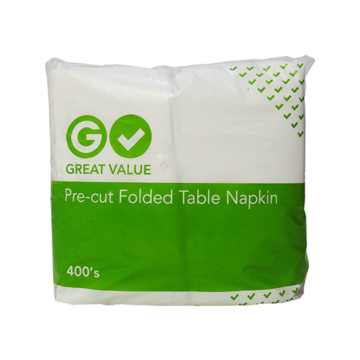 Great Value Pre-cut Folded Table Napkin 400 Sheets 1 Ply