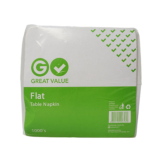 Great Value Flat Table Napkin 1000 Sheets 1 Ply