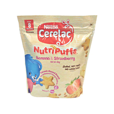 Nestle Cerelac Nutri Puffs Banana & Strawberry 50g
