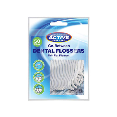 Beauty Formulas Active Oral Care Go-Between Dental Flossers Thin Flat Filament 50 Sticks