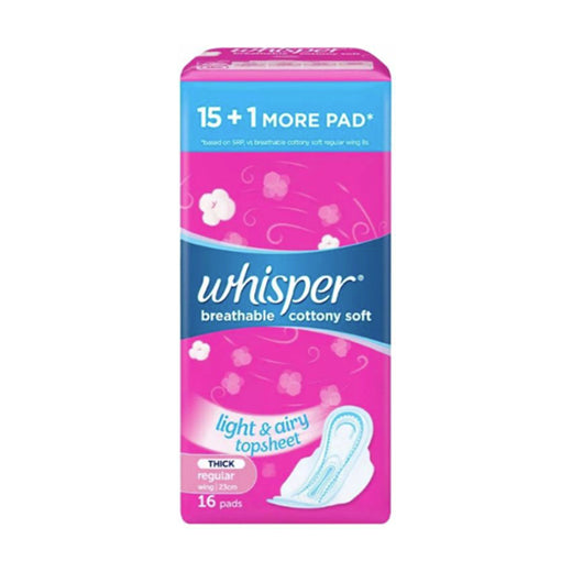 Whisper Cotton Clean Regular Flow Wings 16s