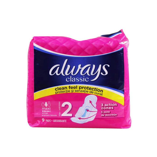 Always Classic Clean Feel Protection Maxi Wings 9 Pads